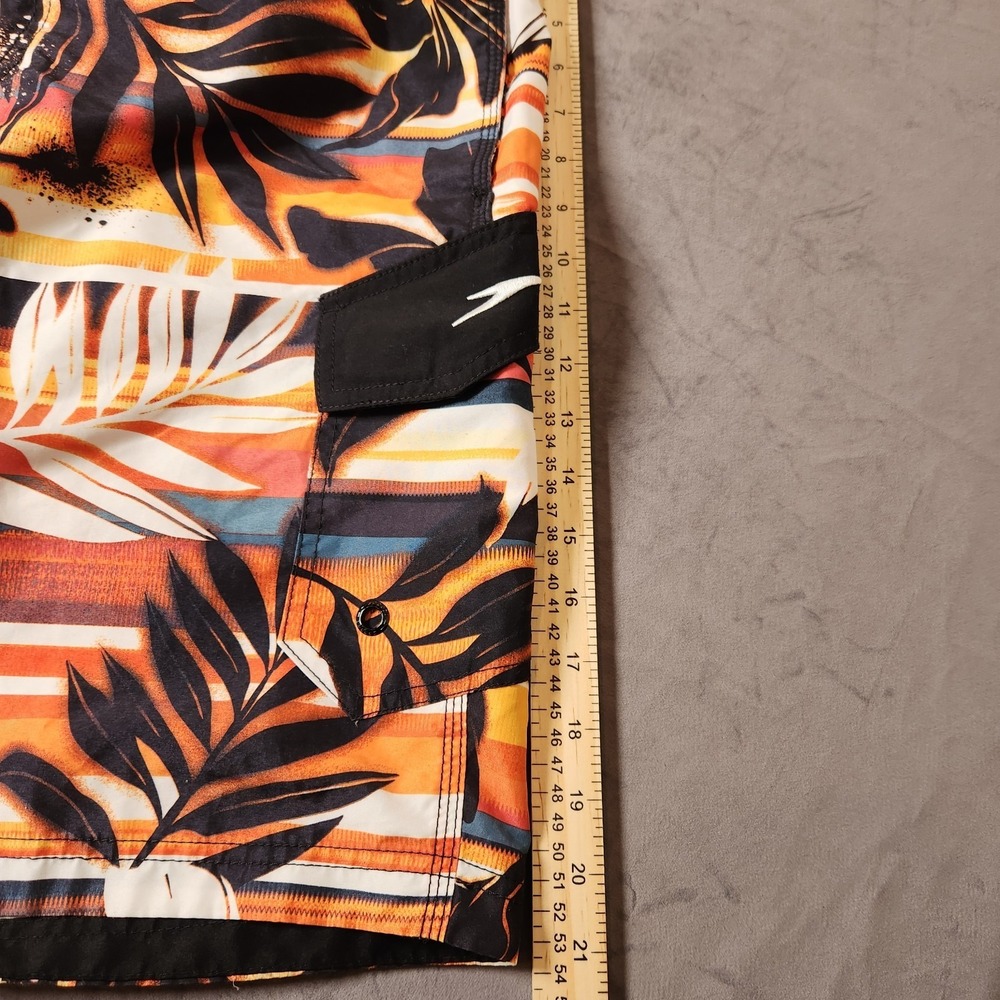 Speedo Mens Swim Trunks Medium Tropical Floral Board Shorts Mesh Lined Orange - Picture 7 of 8